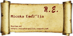 Micska Emília névjegykártya
